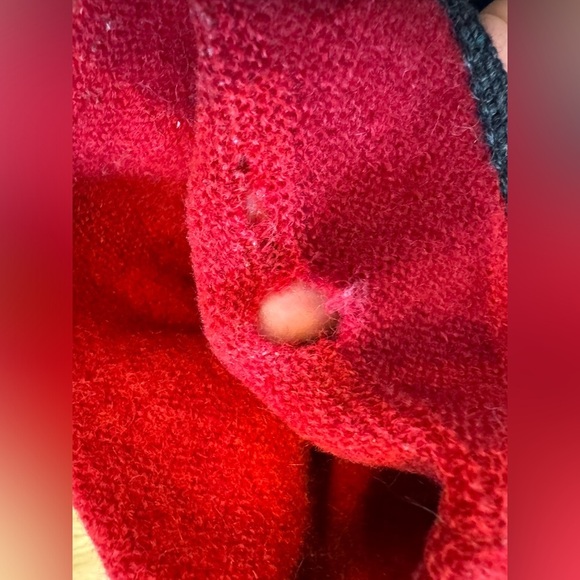 Vintage L.L. Bean Women's Red Boiled Wool Button Front Blanket Coat *Flawed* - Picture 10 of 12